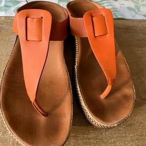 FitFlop IBIZA Orange Leather Thong Sandal